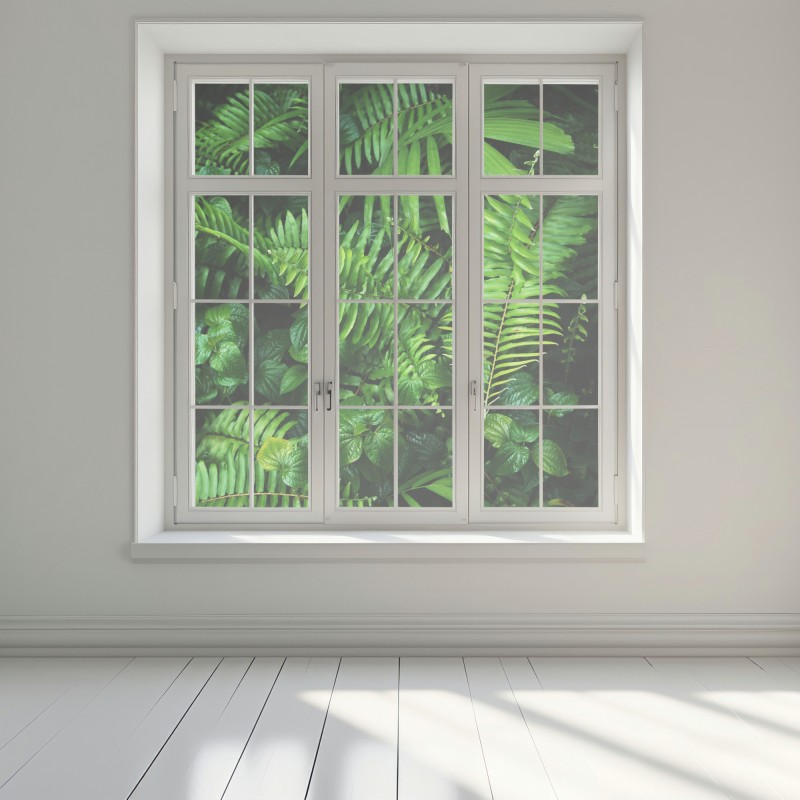 Naklejka na okno bujne tropikalne liście paproci – Wallissimo® Naklejka na okno bujne tropikalne liście paproci – Wallissimo®