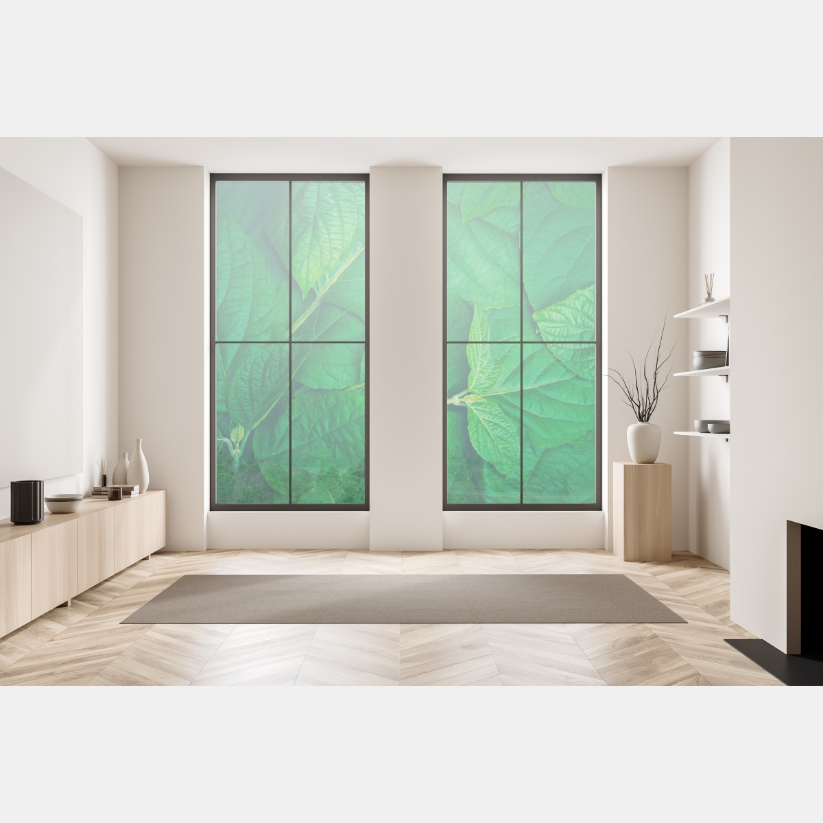Naklejka na okno soczyste zielone liście – Wallissimo® Naklejka na okno soczyste zielone liście – Wallissimo®