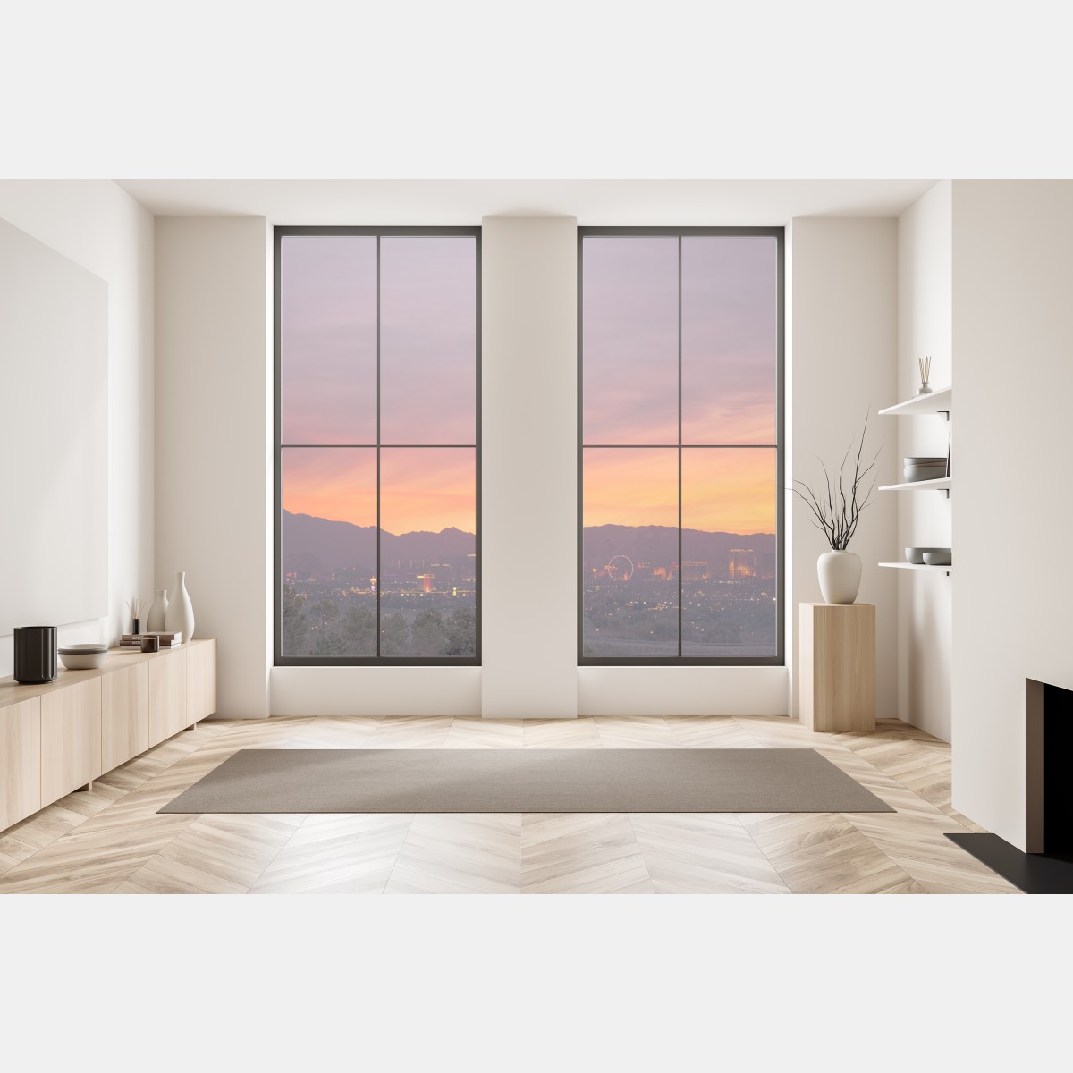 Naklejka na okno Las Vegas zachód słońca panorama miasta – Wallissimo® Naklejka na okno Las Vegas zachód słońca panorama miasta – Wallissimo®