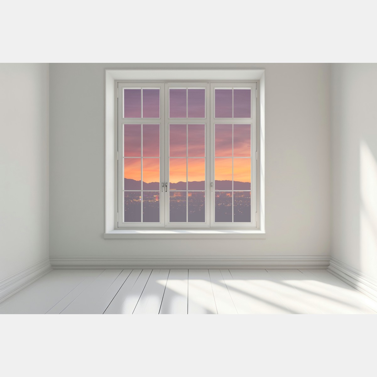 Naklejka na okno Las Vegas zachód słońca panorama miasta – Wallissimo® Naklejka na okno Las Vegas zachód słońca panorama miasta – Wallissimo®