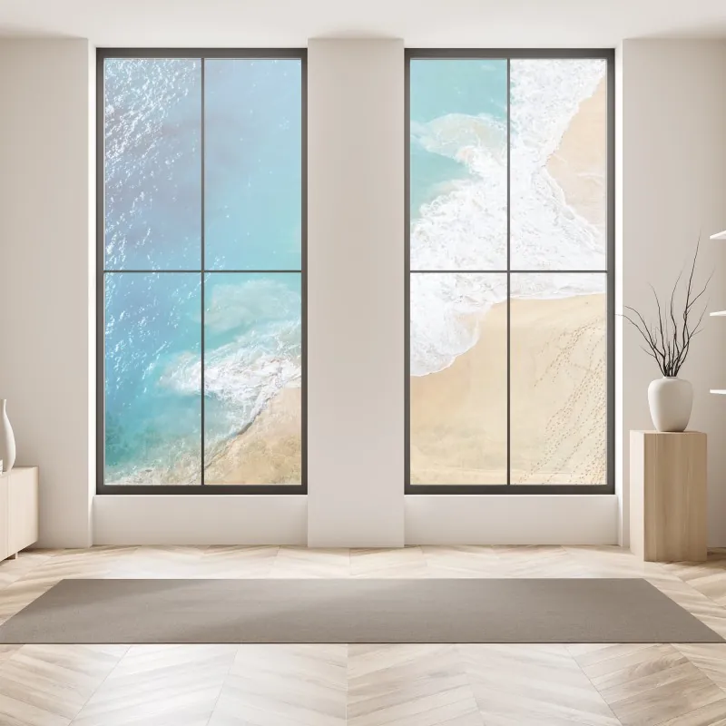 Naklejka na okno złote pole pod szerokim błękitnym niebem – Wallissimo®