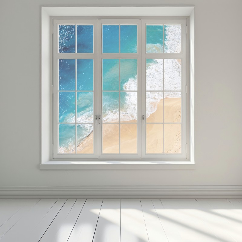 Naklejka na okno widok lotniczy turkusowej plaży – Wallissimo® Naklejka na okno widok lotniczy turkusowej plaży – Wallissimo®