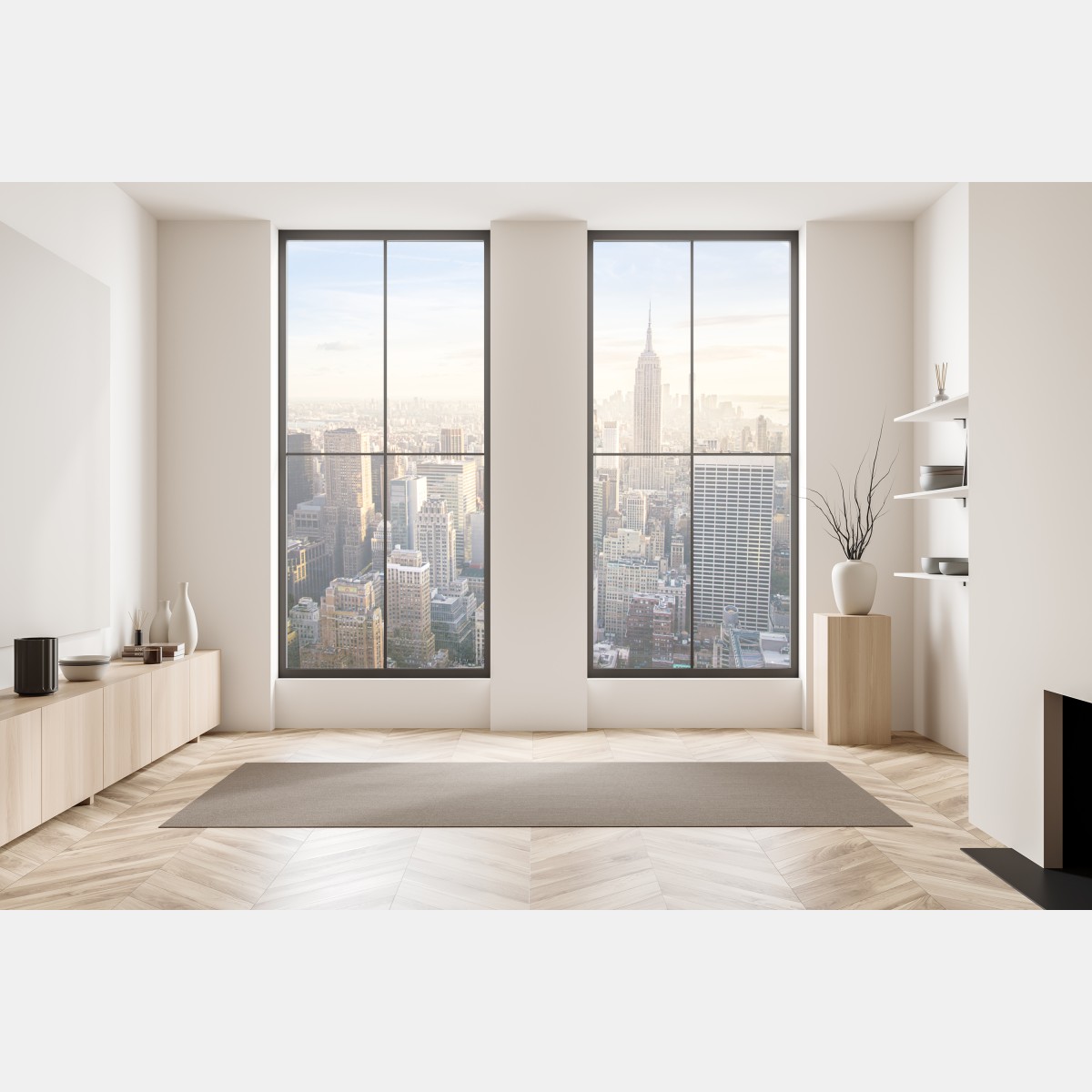 Naklejka na okno panorama Nowego Jorku o wschodzie słońca – Wallissimo® Naklejka na okno panorama Nowego Jorku o wschodzie słońca – Wallissimo®