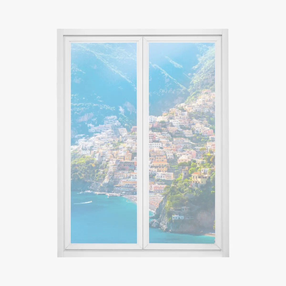 Naklejka na okno Positano: kolorowa wioska na wybrzeżu Amalfi – Wallissimo® Naklejka na okno Positano: kolorowa wioska na wybrzeżu Amalfi – Wallissimo®