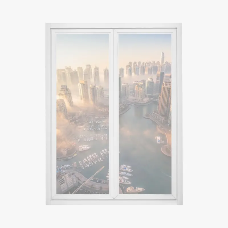 Naklejka na okno tropikalne fioletowe liście na żółtym tle – Wallissimo®