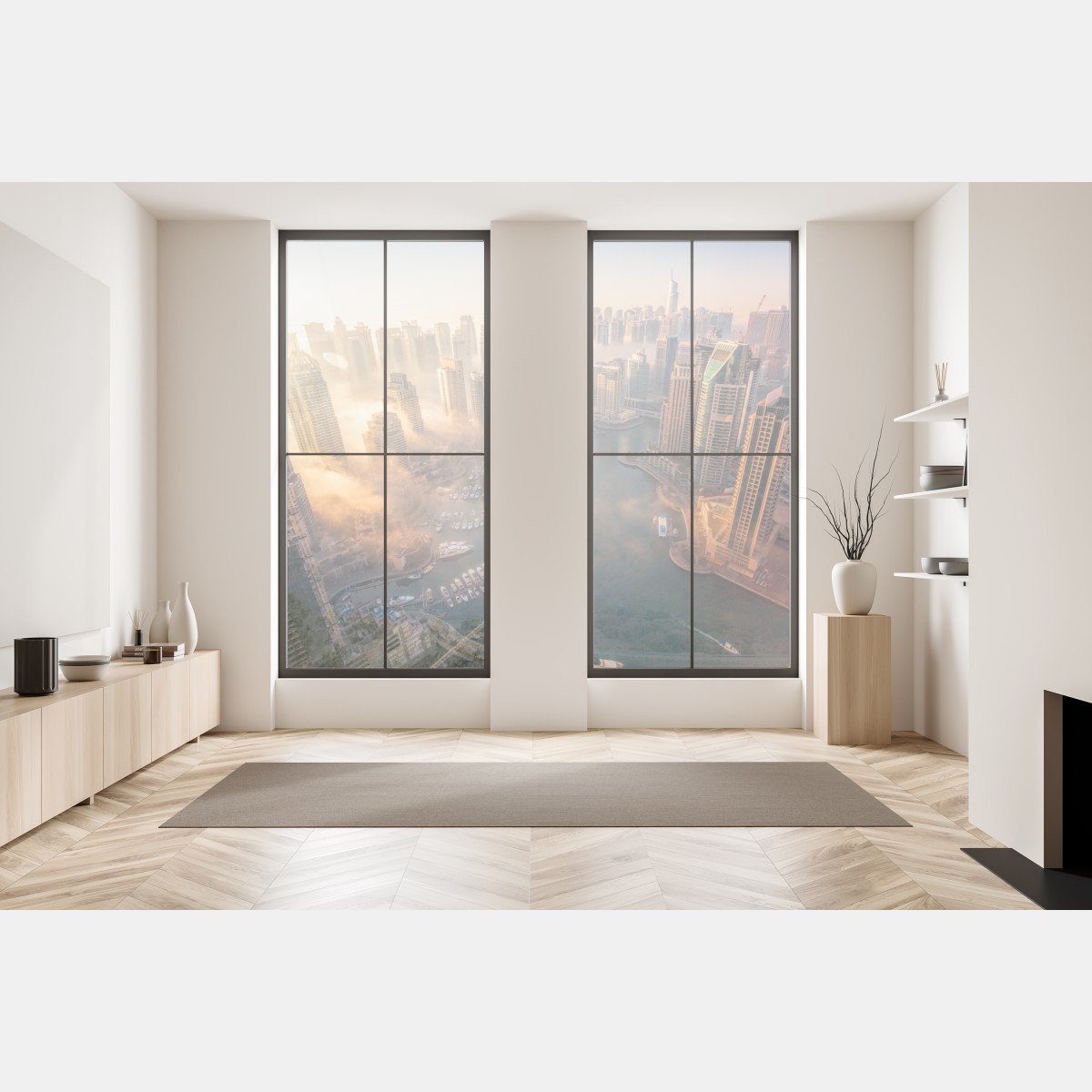 Naklejka na okno Dubaj marina zachód słońca – Wallissimo® Naklejka na okno Dubaj marina zachód słońca – Wallissimo®