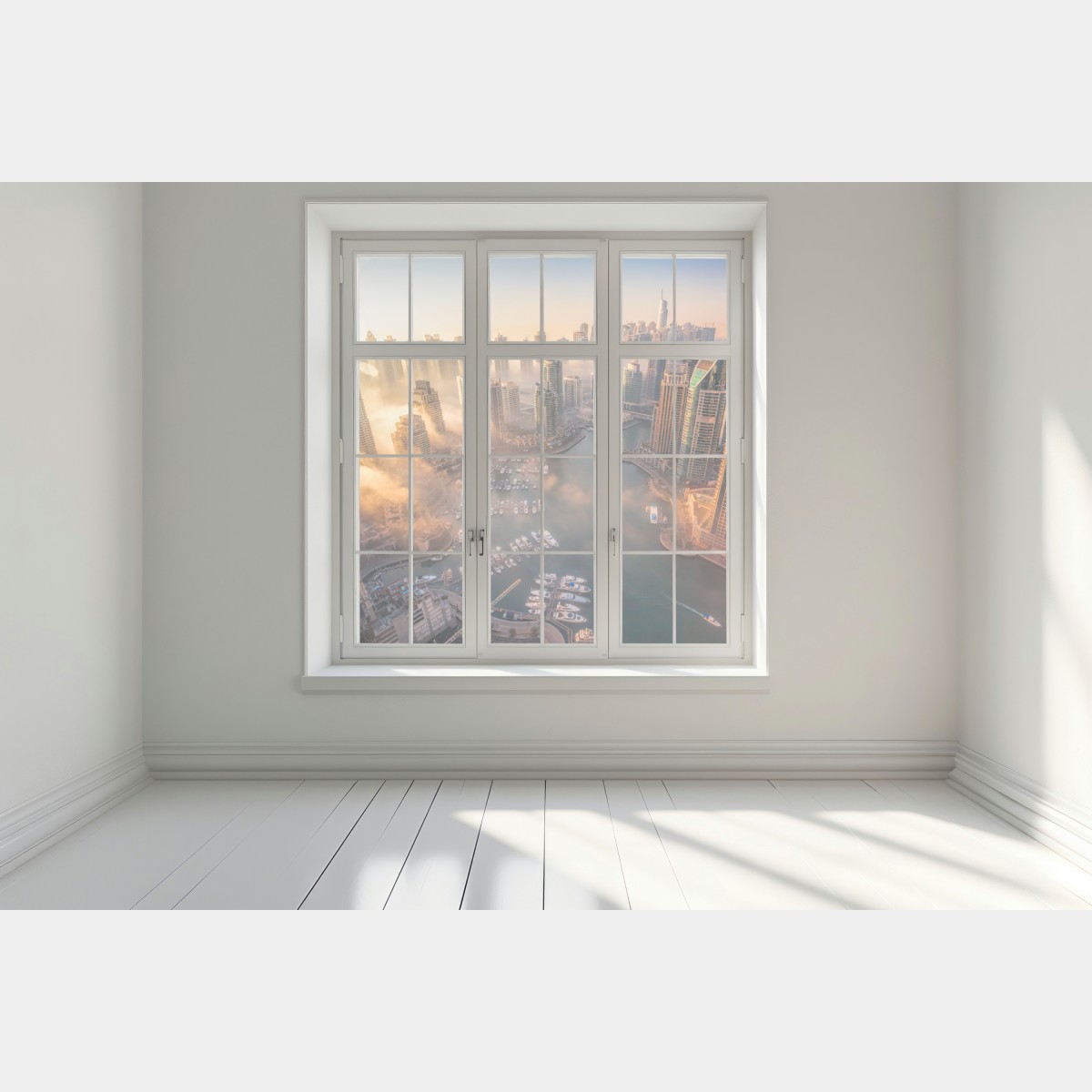 Naklejka na okno Dubaj marina zachód słońca – Wallissimo® Naklejka na okno Dubaj marina zachód słońca – Wallissimo®