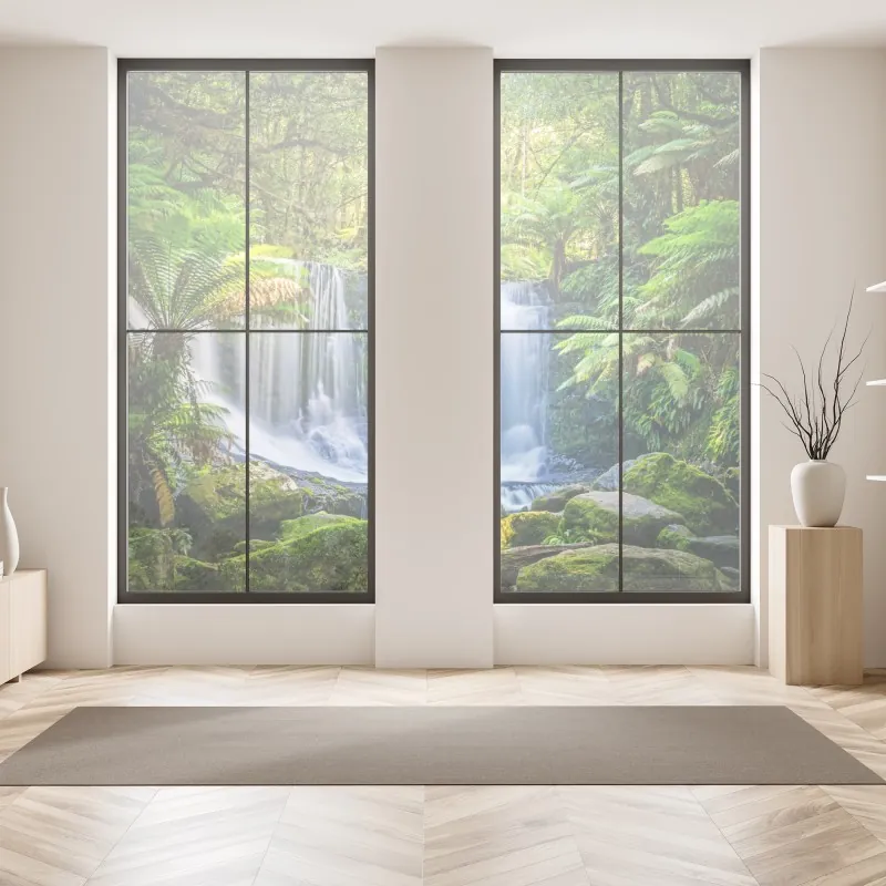 Naklejka na okno różowe akwarelowe kwiaty na czarnym tle – Wallissimo®