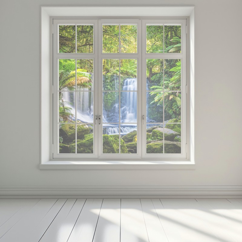 Naklejka na okno bujny wodospad w Mt Field National Park, Tasmania – Wallissimo® Naklejka na okno bujny wodospad w Mt Field National Park, Tasmania – Wallissimo®