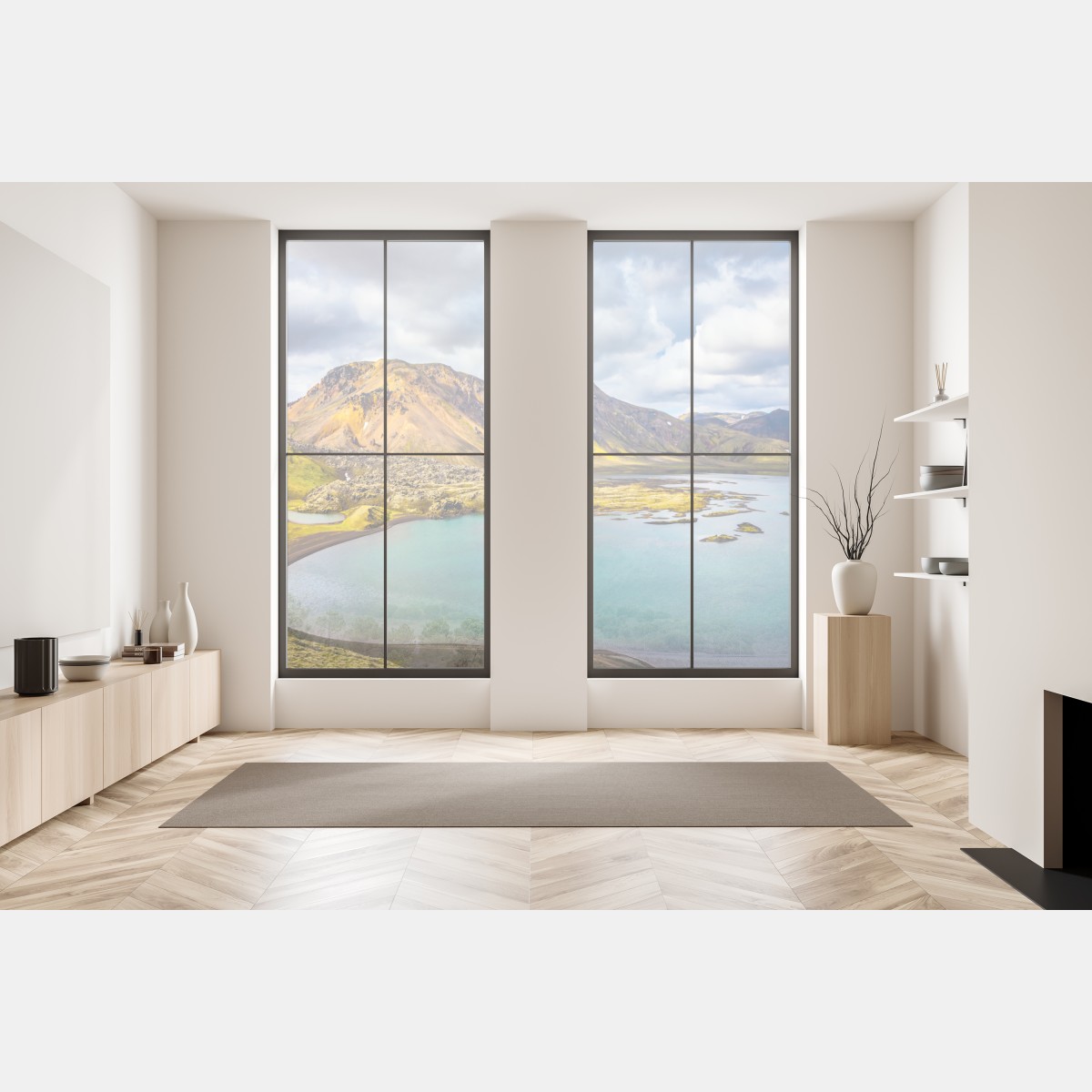 Naklejka na okno letnie jezioro na Islandii – Wallissimo® Naklejka na okno letnie jezioro na Islandii – Wallissimo®