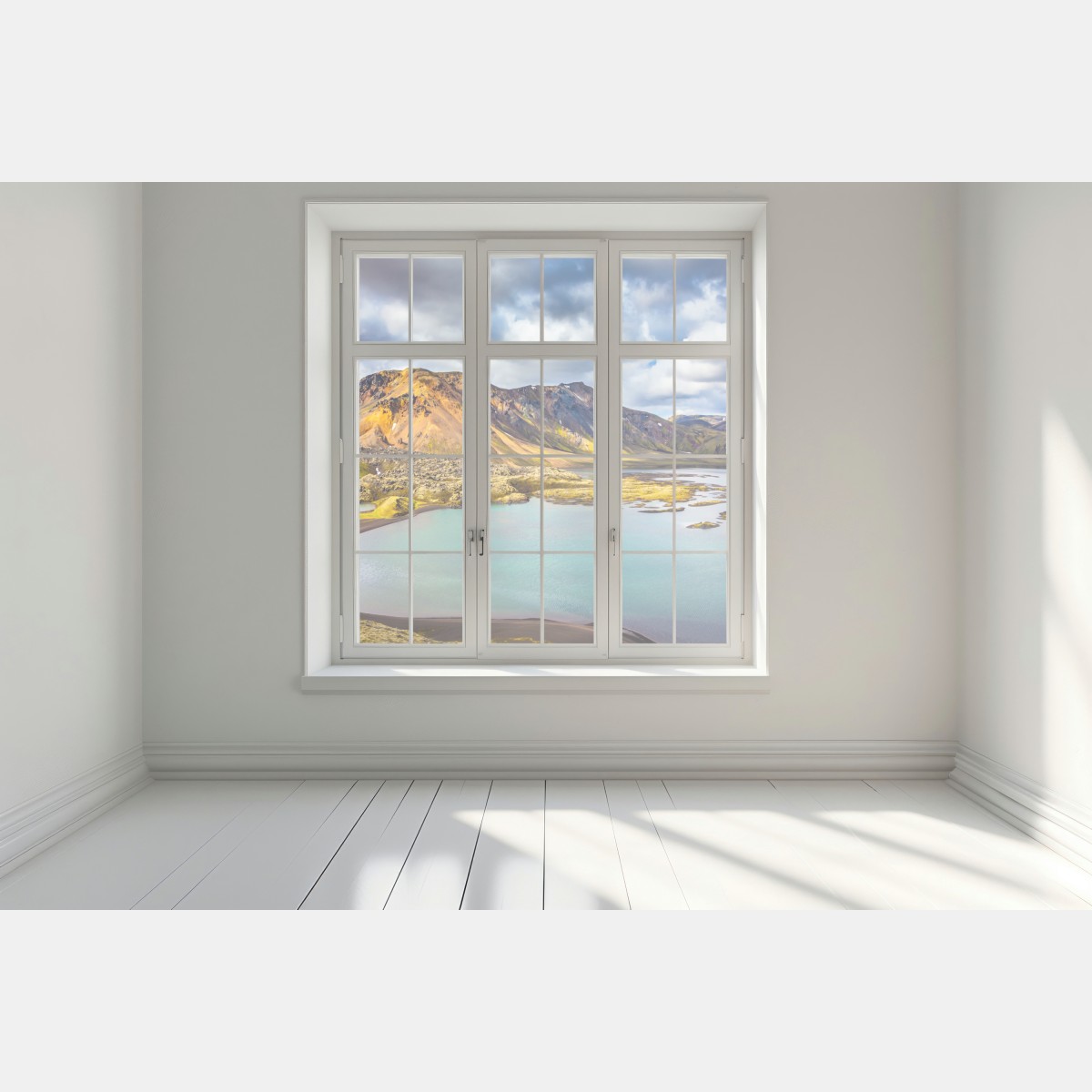 Naklejka na okno letnie jezioro na Islandii – Wallissimo® Naklejka na okno letnie jezioro na Islandii – Wallissimo®