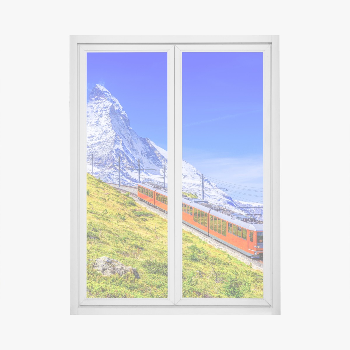 Window decal Gornergrat train beneath Matterhorn