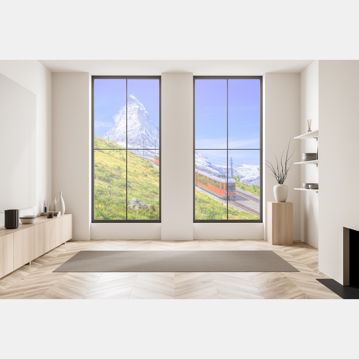 Naklejka na okno pociąg Gornergrat pod Matterhornem – Wallissimo® Naklejka na okno pociąg Gornergrat pod Matterhornem – Wallissimo®
