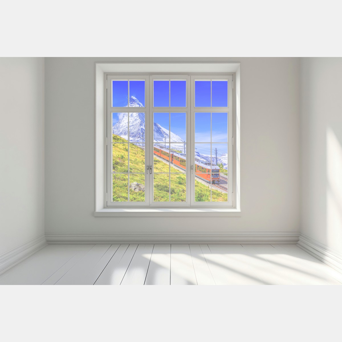 Naklejka na okno pociąg Gornergrat pod Matterhornem – Wallissimo® Naklejka na okno pociąg Gornergrat pod Matterhornem – Wallissimo®