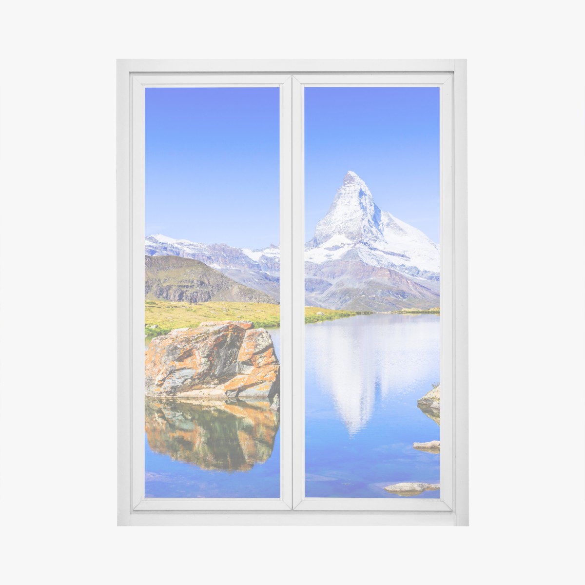 Window decal Matterhorn reflection at Stellisee, Zermatt