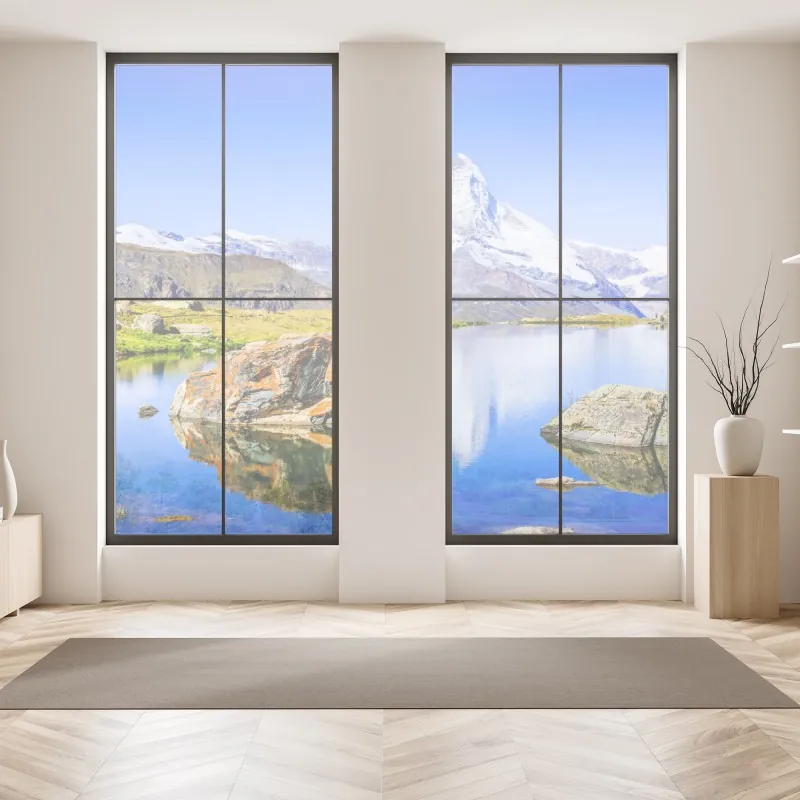 Naklejka na okno japoński niebieski wzór seigaiha – Wallissimo®