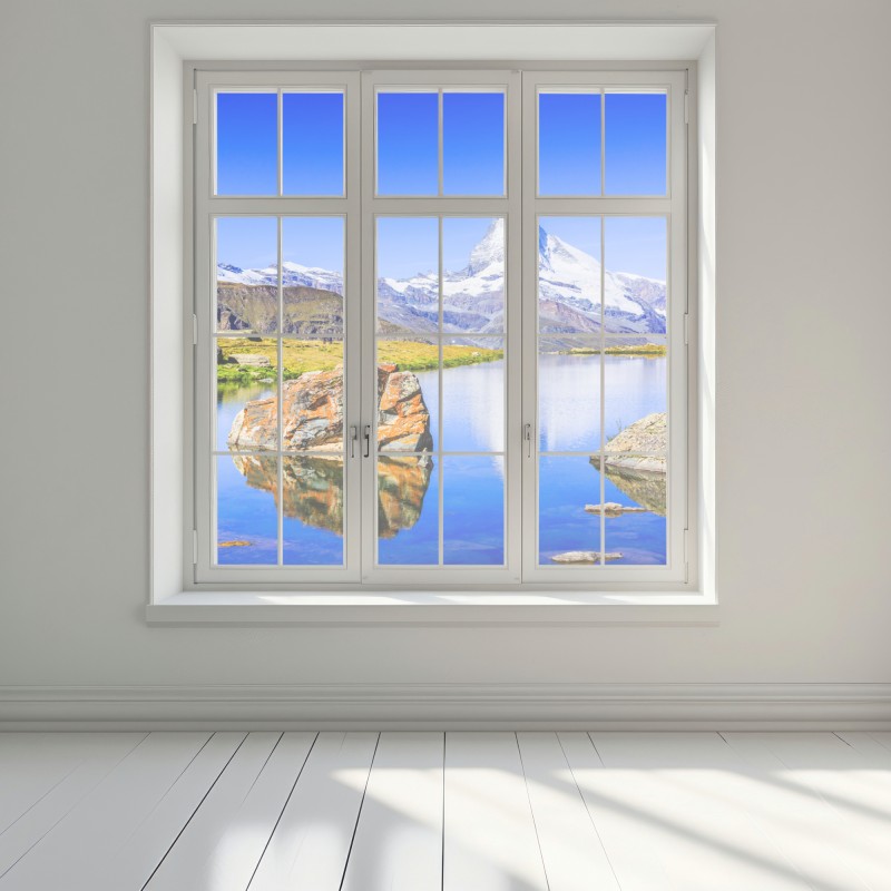 Naklejka na okno Matterhorn odbicie w Stellisee, Zermatt – Wallissimo® Naklejka na okno Matterhorn odbicie w Stellisee, Zermatt – Wallissimo®