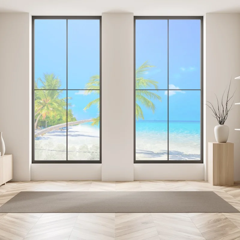 Naklejka na okno jesienna panorama gór i jeziora – Wallissimo®