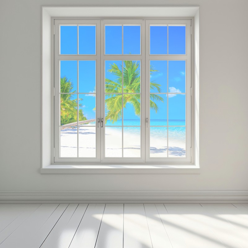 Naklejka na okno rajska plaża na Malediwach – Wallissimo® Naklejka na okno rajska plaża na Malediwach – Wallissimo®