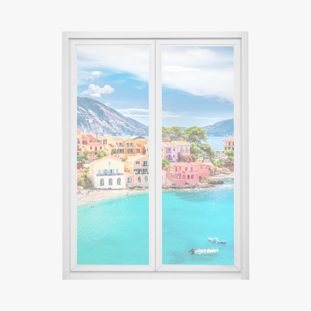 Window decal Assos village coastal view, Kefalonia