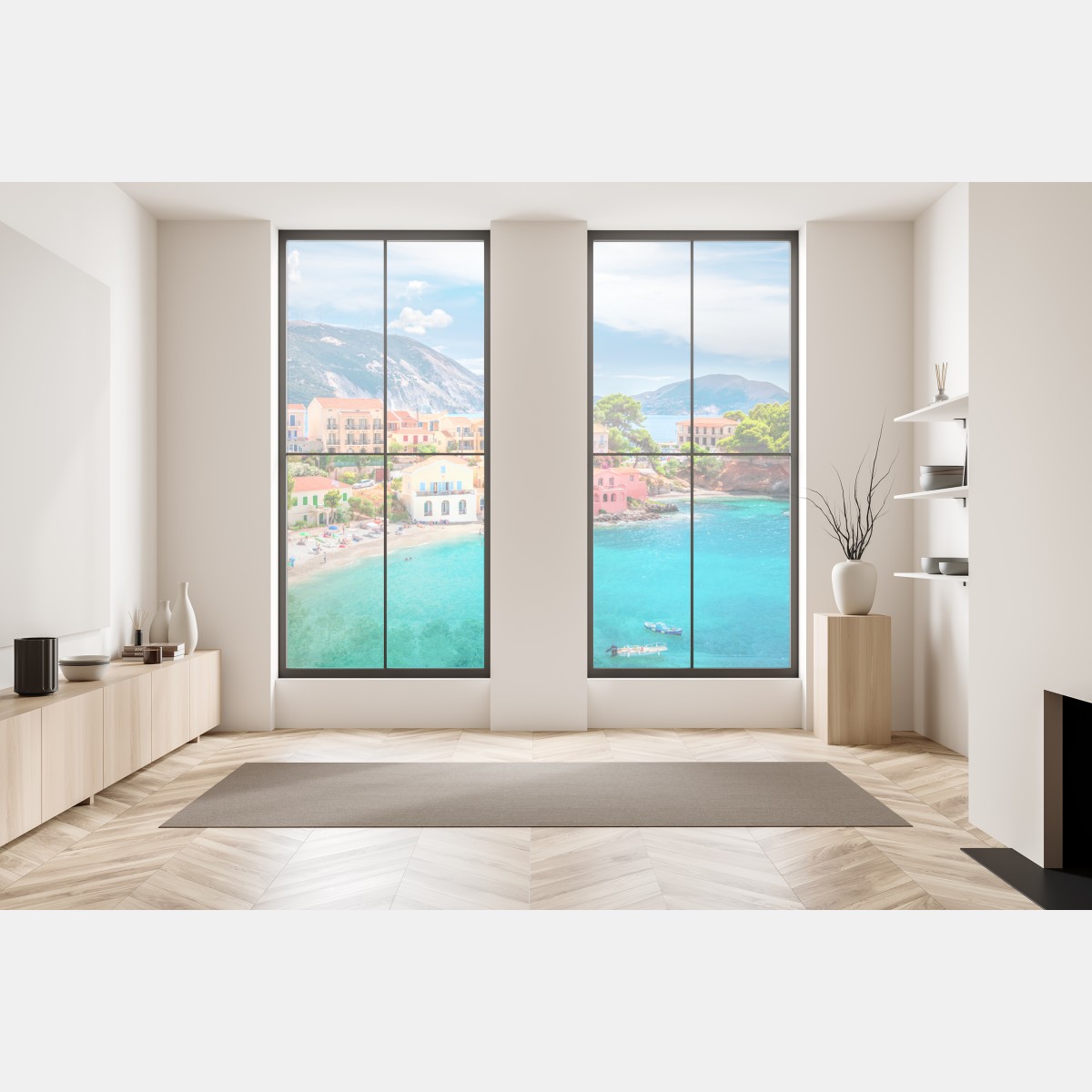 Naklejka na okno Assos nadmorska sceneria, Kefalonia – Wallissimo® Naklejka na okno Assos nadmorska sceneria, Kefalonia – Wallissimo®