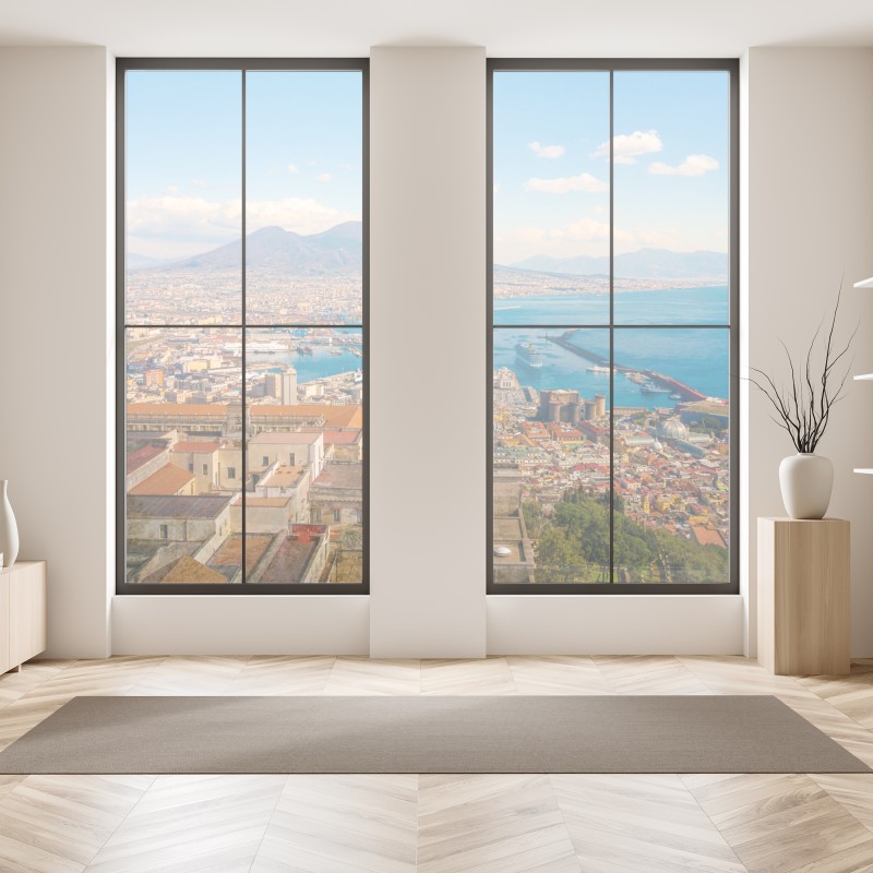 Naklejka na okno japoński niebieski wzór seigaiha – Wallissimo®