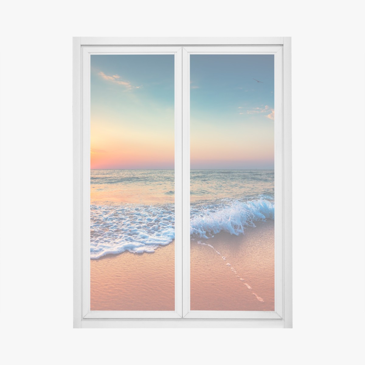 Window decal golden sunrise over the tranquil sea