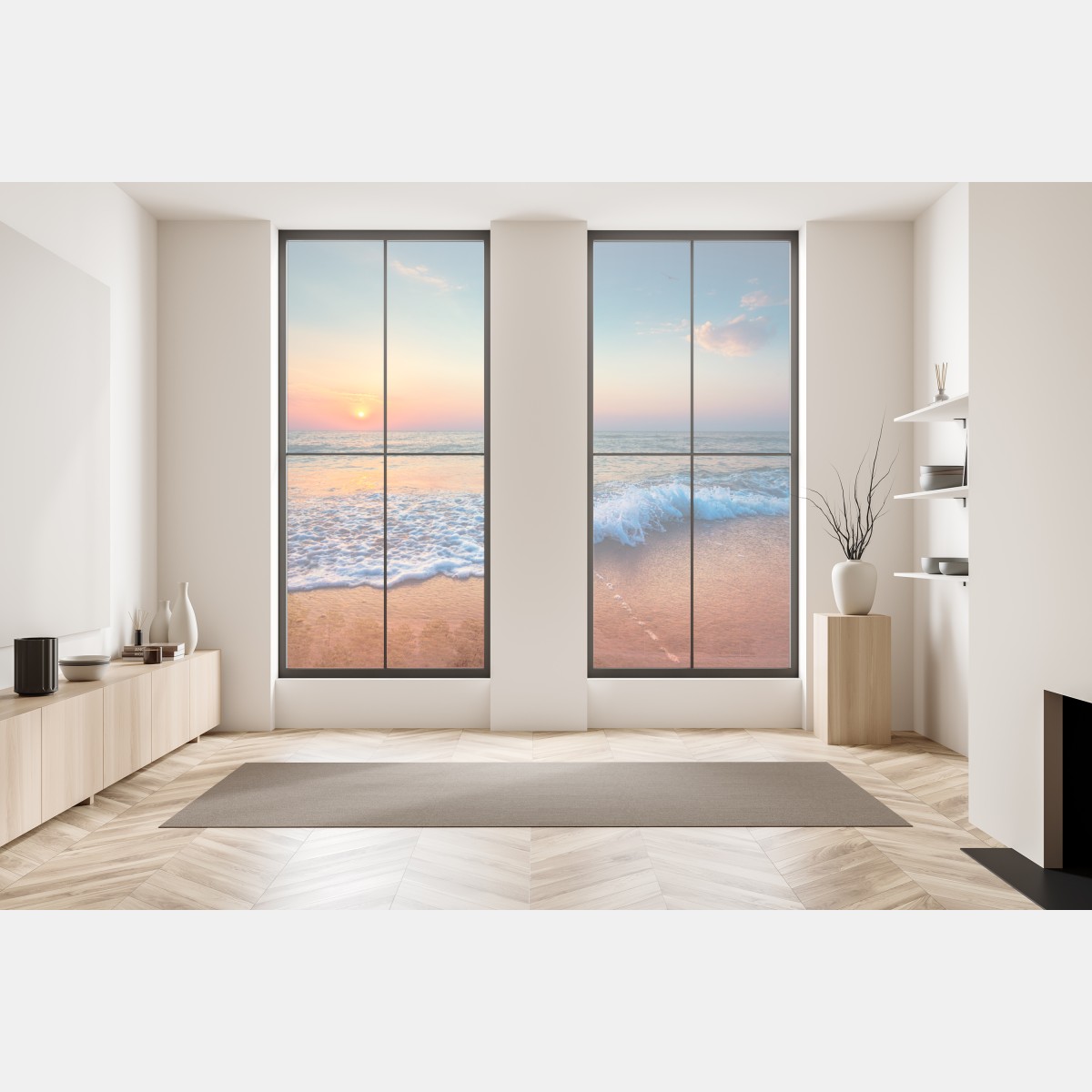 Naklejka na okno złoty wschód słońca nad morzem – Wallissimo® Naklejka na okno złoty wschód słońca nad morzem – Wallissimo®