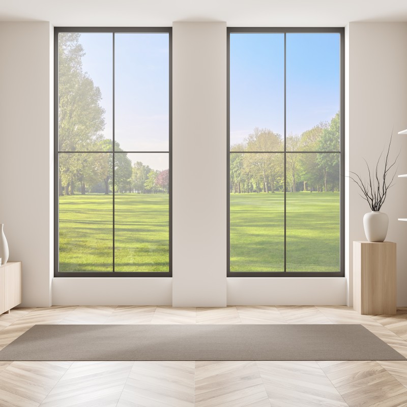 Naklejka na okno jesienna panorama gór i jeziora – Wallissimo®