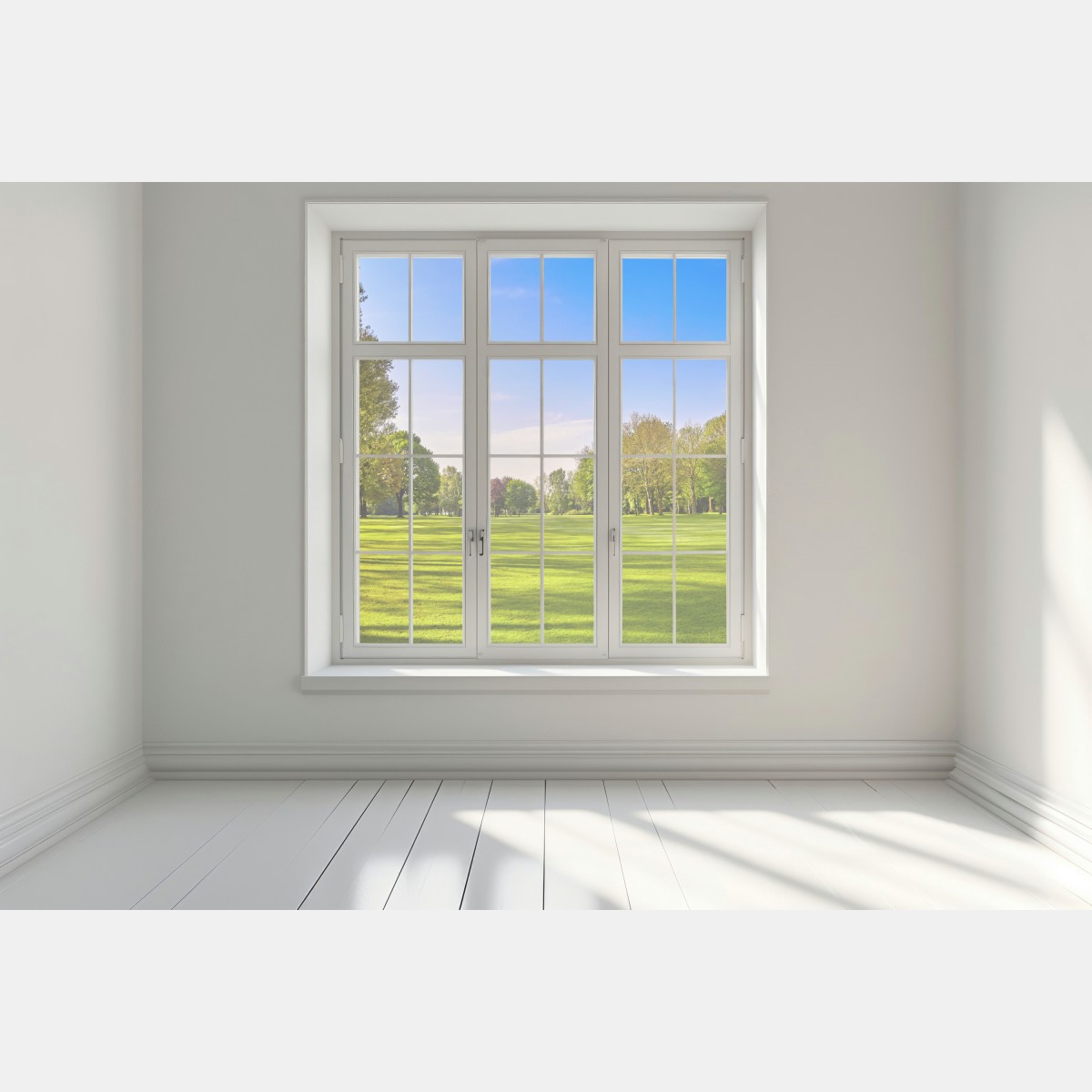 Naklejka na okno słoneczna panorama parku miejskiego – Wallissimo® Naklejka na okno słoneczna panorama parku miejskiego – Wallissimo®