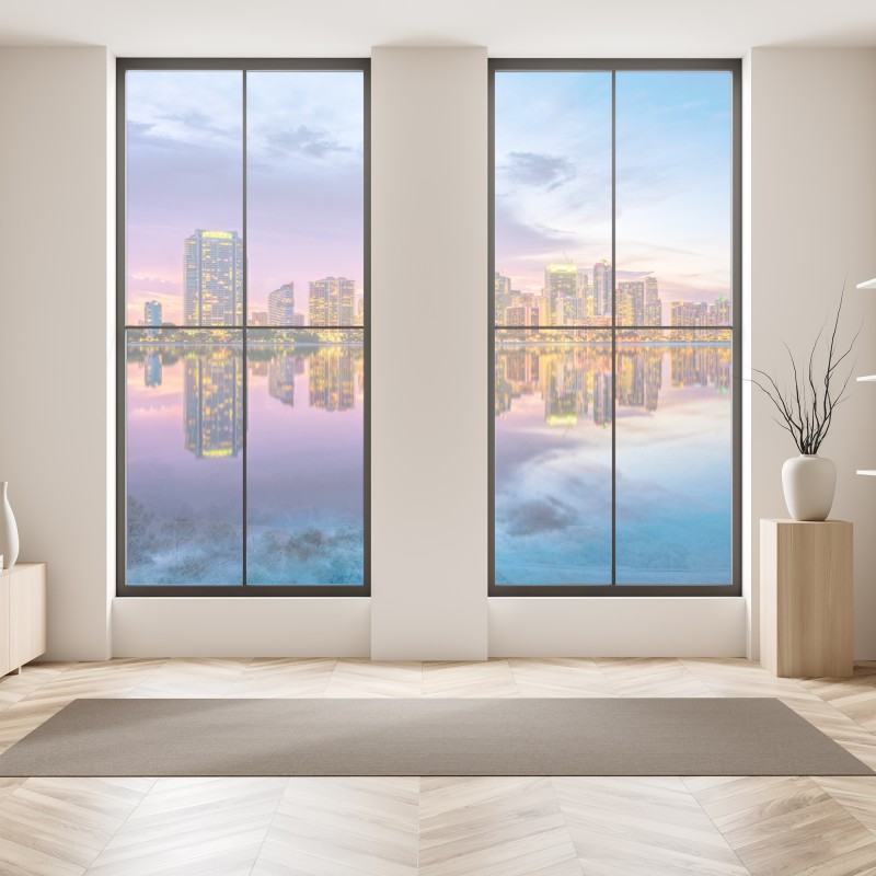 Naklejka na okno malowane akwarelą liście monstery – Wallissimo®