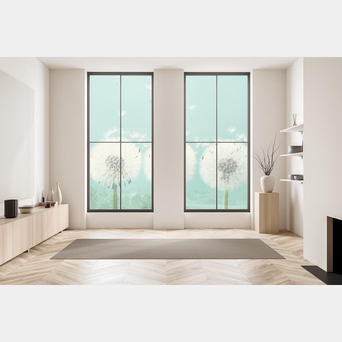 Naklejka na okno trzy dmuchawce na turkusowym tle – Wallissimo® Naklejka na okno trzy dmuchawce na turkusowym tle – Wallissimo®