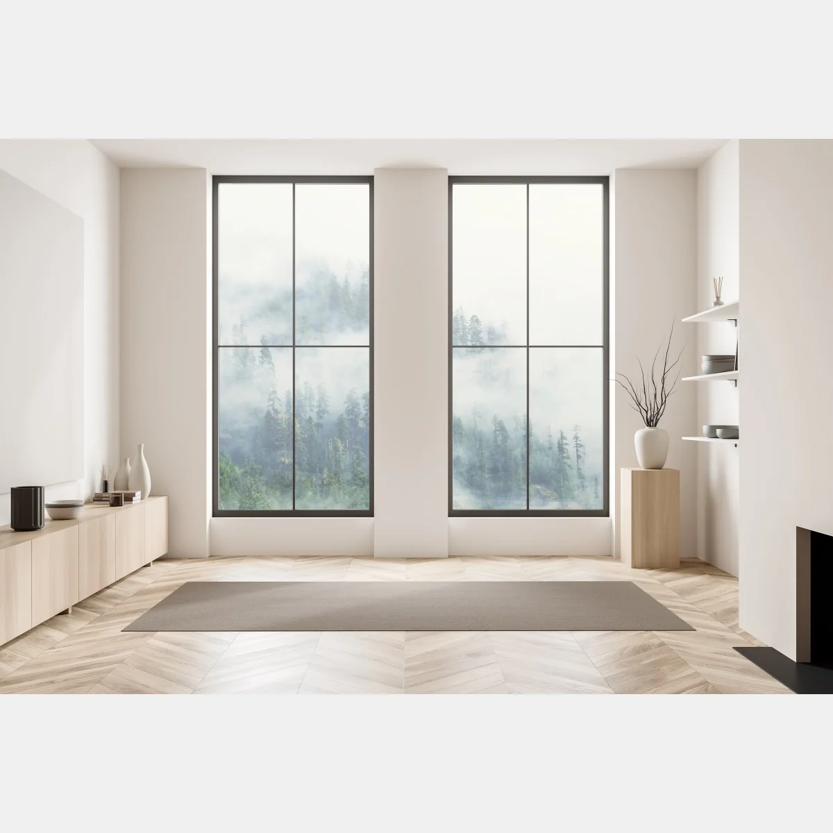 Naklejka na okno mglisty las – Wallissimo® Naklejka na okno mglisty las – Wallissimo®