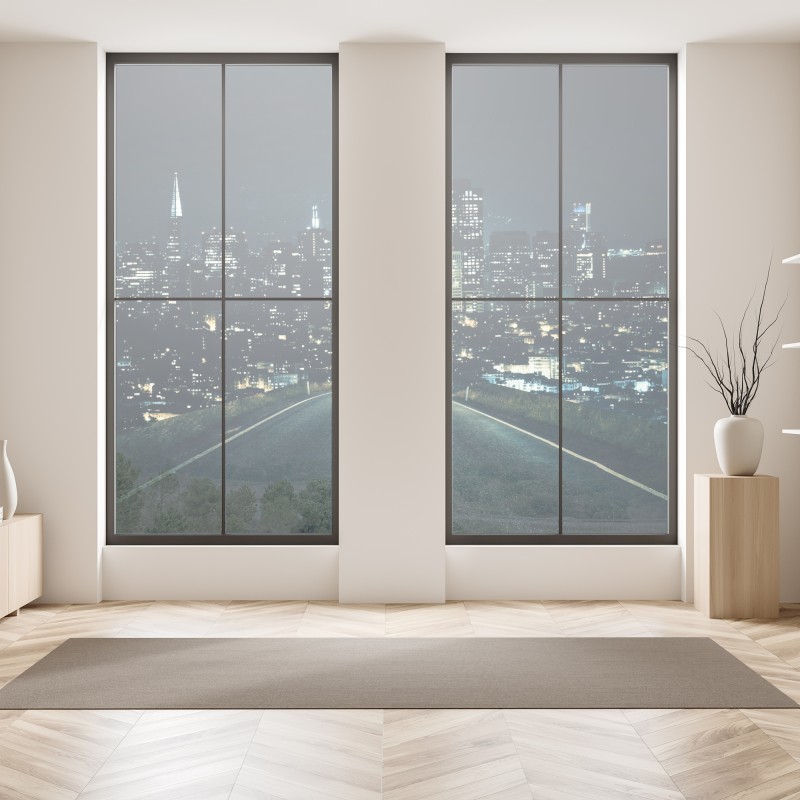 Naklejka na okno różowe akwarelowe kwiaty na czarnym tle – Wallissimo®