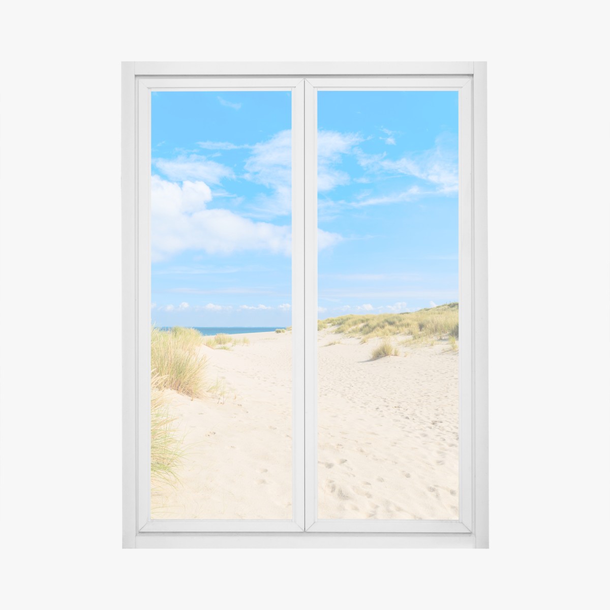 Window decal serene Sylt dunes with lighthouse