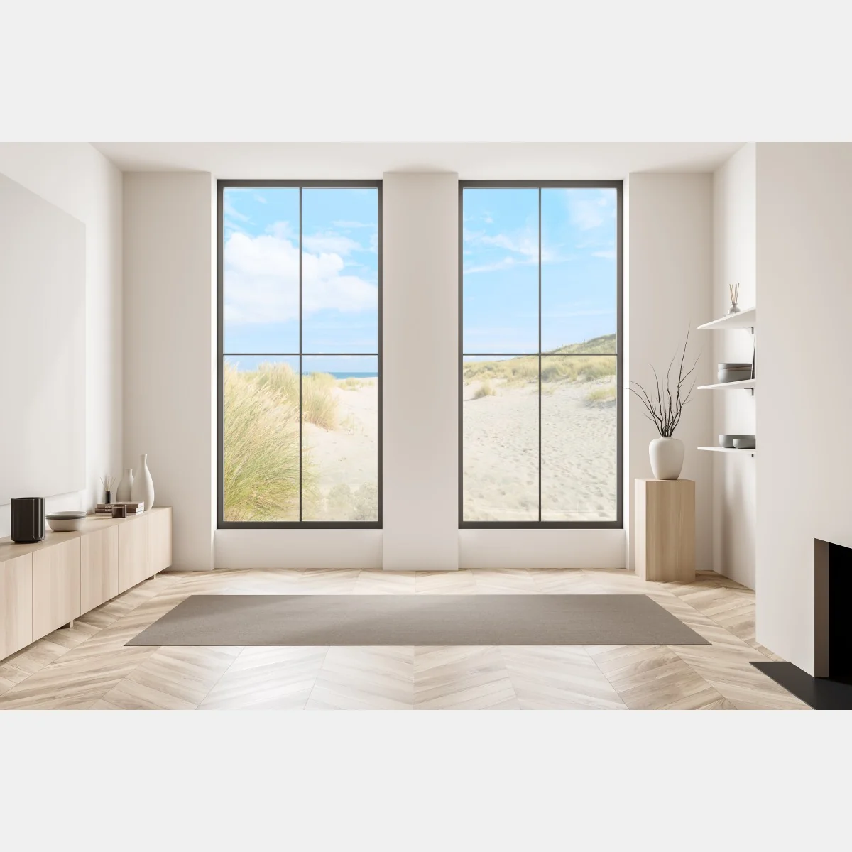 Naklejka na okno spokojne wydmy Sylt z latarnią morską – Wallissimo® Naklejka na okno spokojne wydmy Sylt z latarnią morską – Wallissimo®