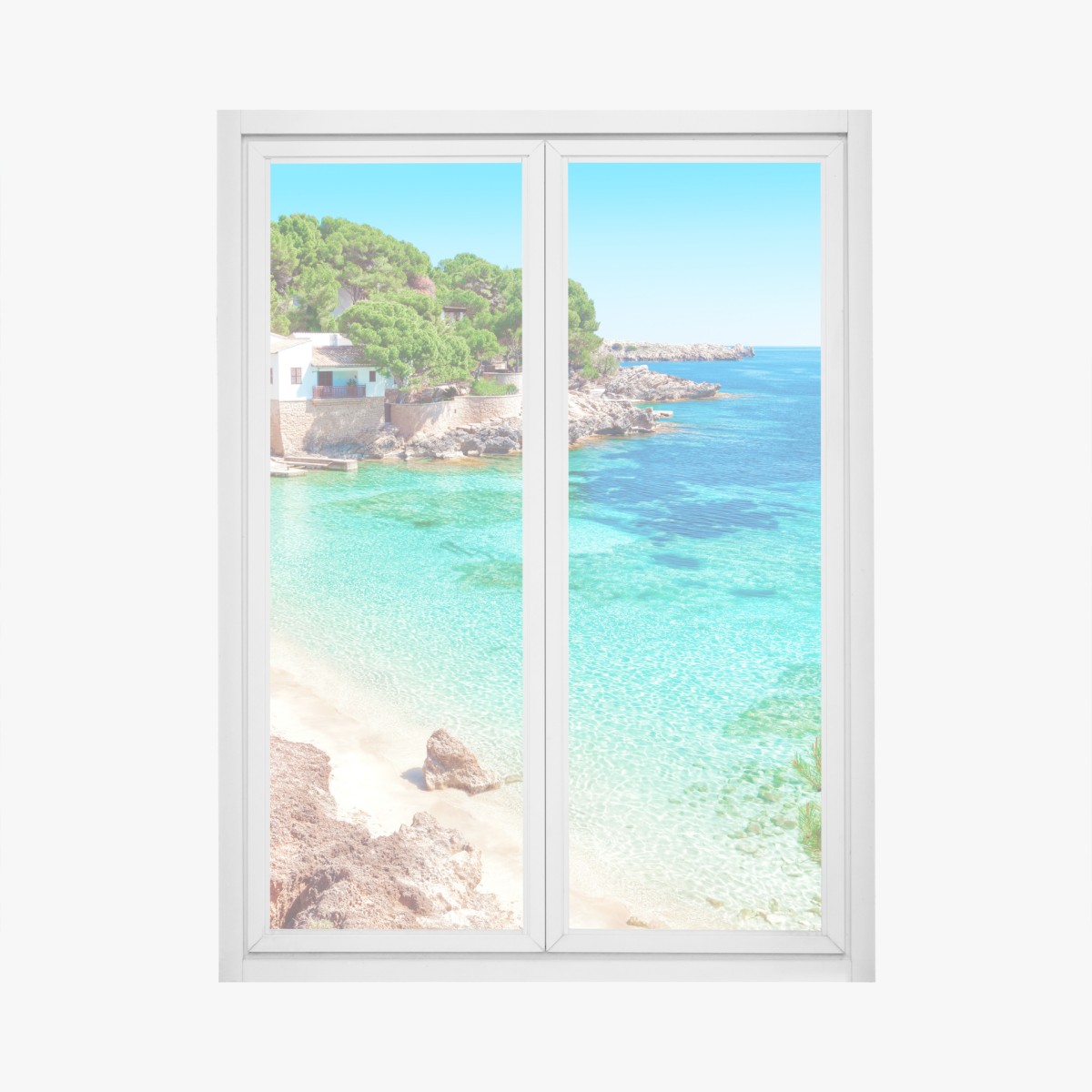Window decal tranquil Mediterranean cove with turquoise waters