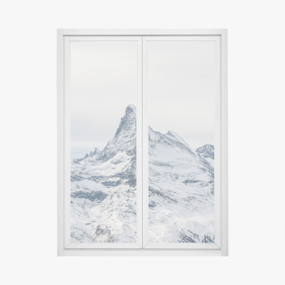 Window decal majestic snow-capped mountain peak
