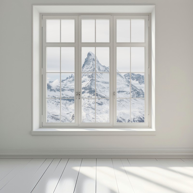 Naklejka na okno majestatyczny ośnieżony szczyt górski – Wallissimo® Naklejka na okno majestatyczny ośnieżony szczyt górski – Wallissimo®