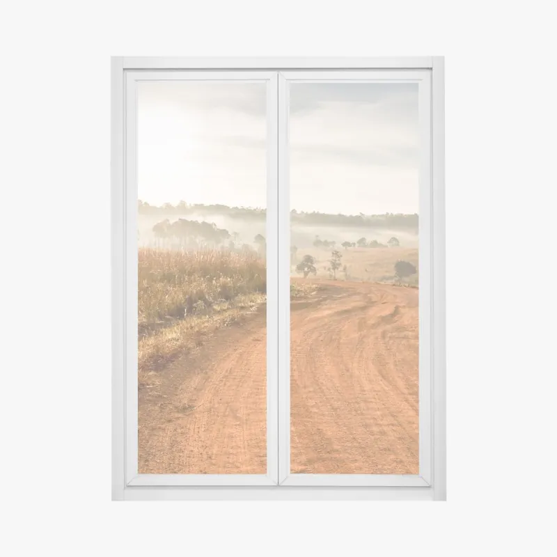 Naklejka na okno poranna droga gruntowa w Thung Salaeng Luang