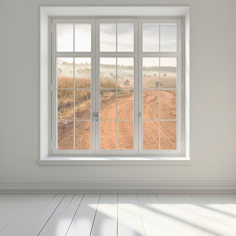 Naklejka na okno poranna droga gruntowa w Thung Salaeng Luang – Wallissimo® Naklejka na okno poranna droga gruntowa w Thung Salaeng Luang – Wallissimo®