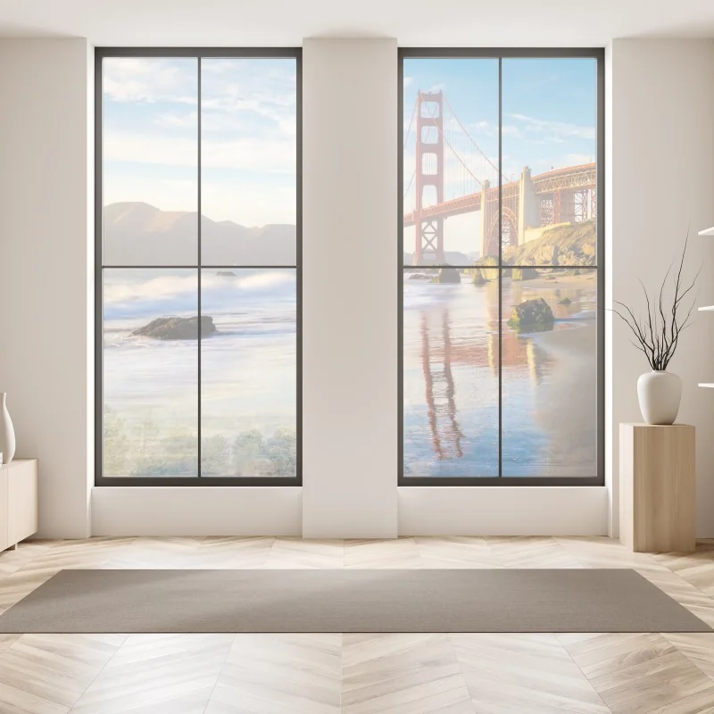 Naklejka na okno Golden Gate o zachodzie słońca – Wallissimo® Naklejka na okno Golden Gate o zachodzie słońca – Wallissimo®