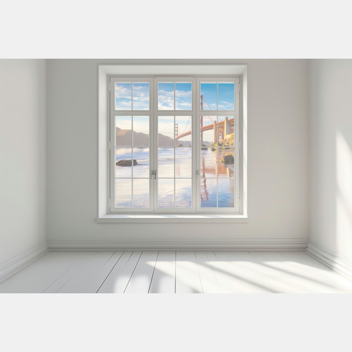 Naklejka na okno Golden Gate o zachodzie słońca – Wallissimo® Naklejka na okno Golden Gate o zachodzie słońca – Wallissimo®