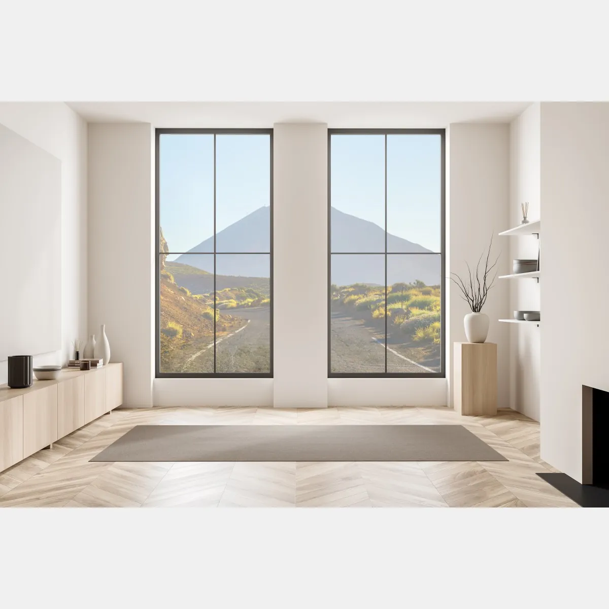 Naklejka na okno słoneczna droga prowadząca do wulkanu – Wallissimo® Naklejka na okno słoneczna droga prowadząca do wulkanu – Wallissimo®