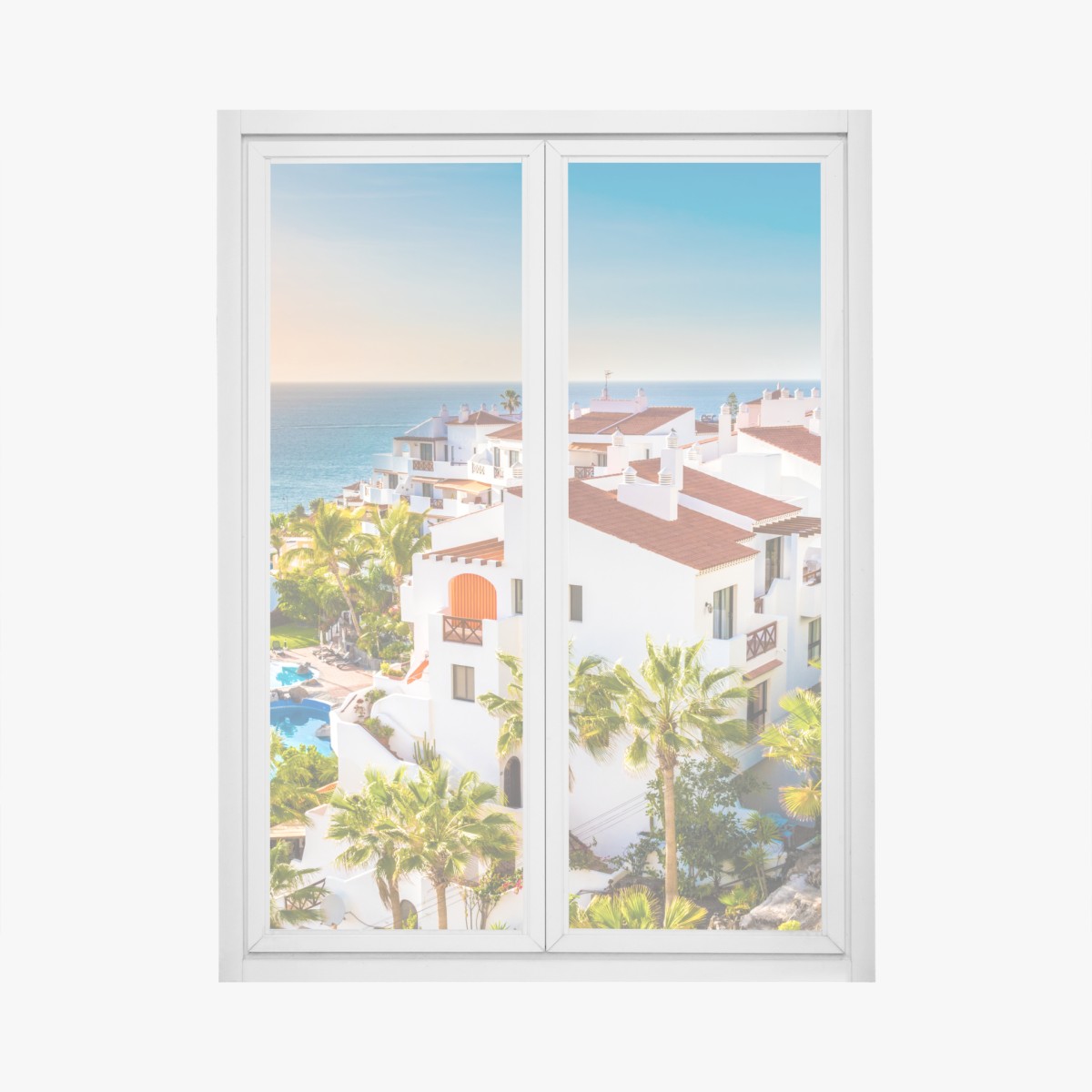Window decal sunset over Puerto de Santiago, Tenerife