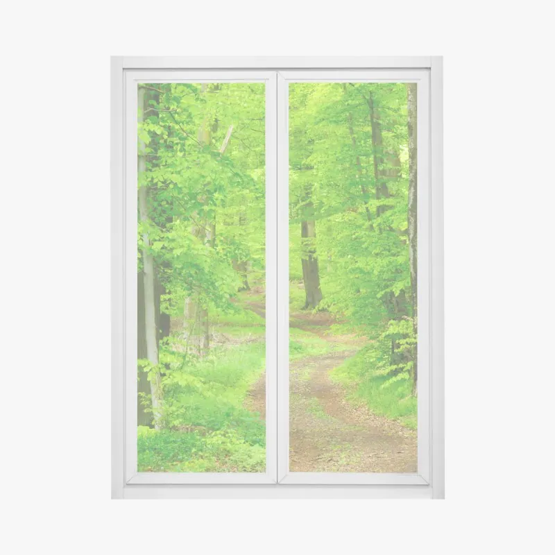 Naklejka na okno wschód słońca nad mglistym grzbietem z kamienną ścieżką – Wallissimo®