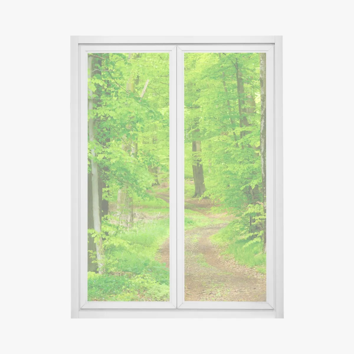 Naklejka na okno spokojna leśna ścieżka wiosną – Wallissimo® Naklejka na okno spokojna leśna ścieżka wiosną – Wallissimo®