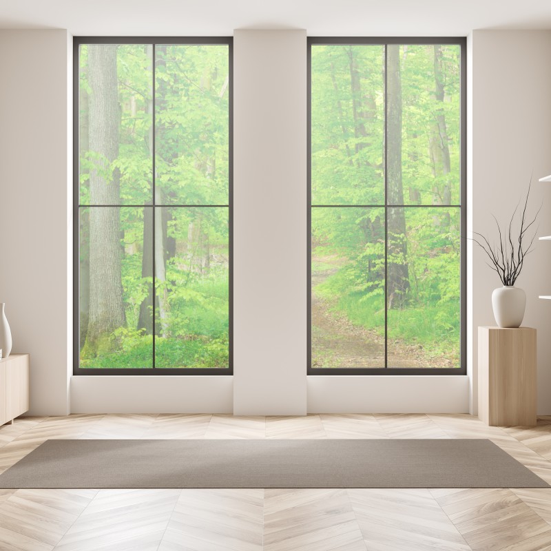 Naklejka na okno wschód słońca nad mglistym grzbietem z kamienną ścieżką – Wallissimo®