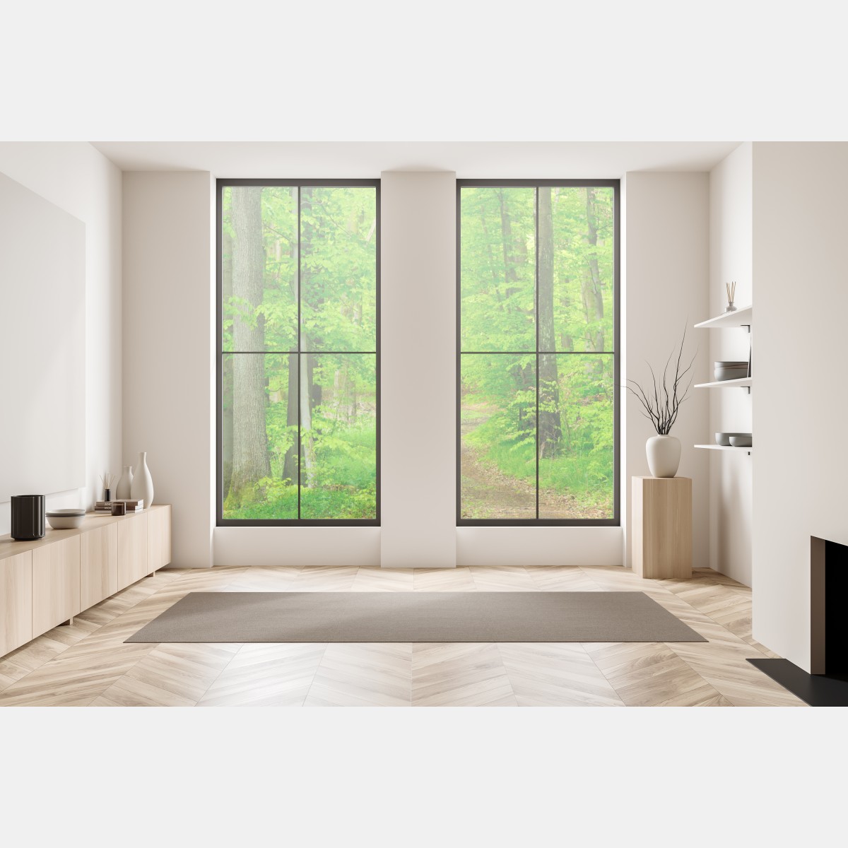 Naklejka na okno spokojna leśna ścieżka wiosną – Wallissimo® Naklejka na okno spokojna leśna ścieżka wiosną – Wallissimo®