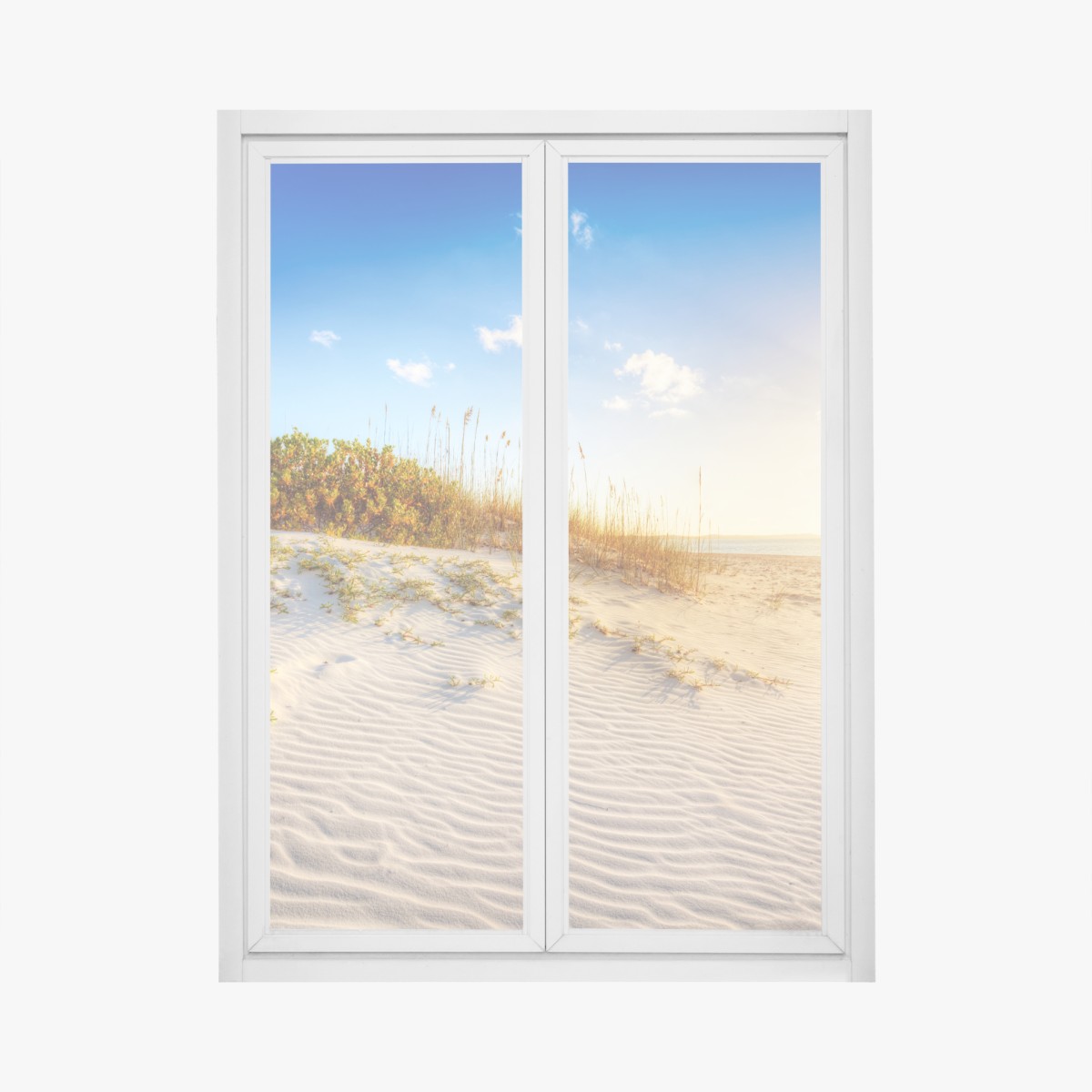 Window decal sunset over Grace Bay sand dunes